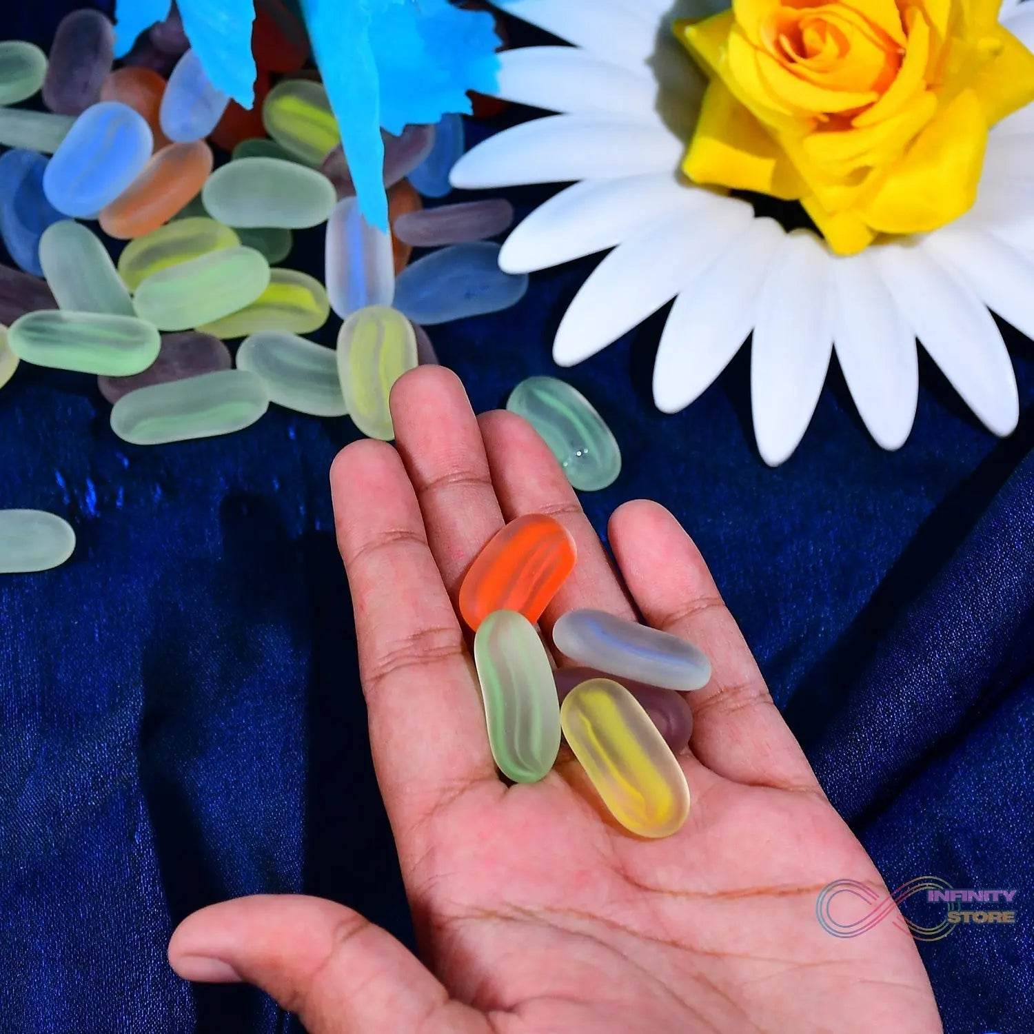 Glass Gem Stone, Flat Round Marbles Pebbles for Vase Fillers, Attractive pebbles for Aquarium Fish Tank. - infinityexculsivestore.com