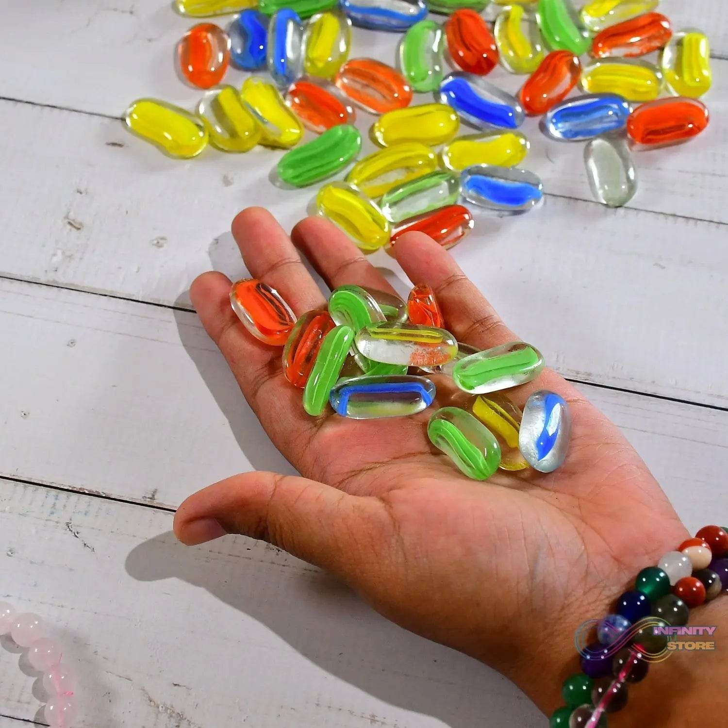 Glass Gem Stone, Flat Round Marbles Pebbles for Vase Fillers, Attractive pebbles for Aquarium Fish Tank. - infinityexculsivestore.com