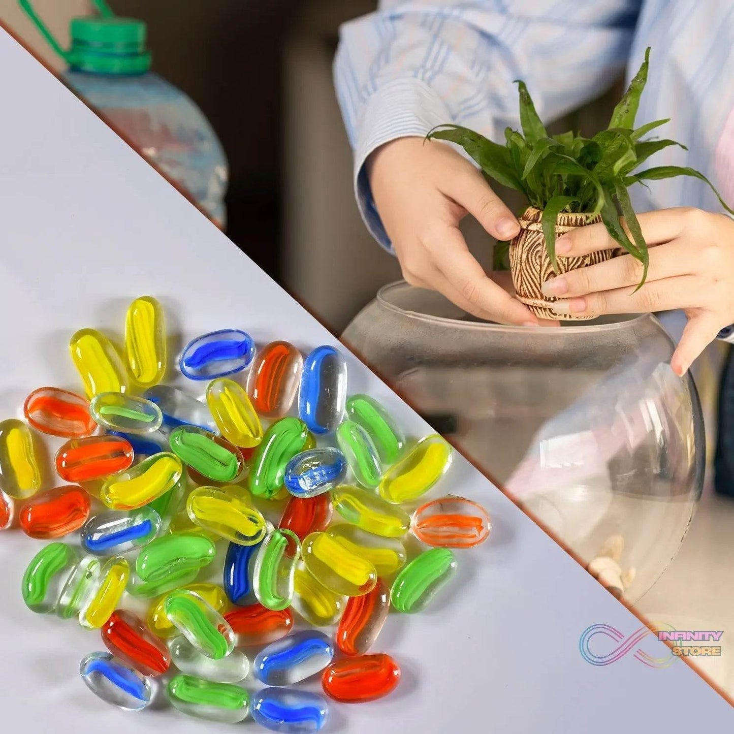 Glass Gem Stone, Flat Round Marbles Pebbles for Vase Fillers, Attractive pebbles for Aquarium Fish Tank. - infinityexculsivestore.com