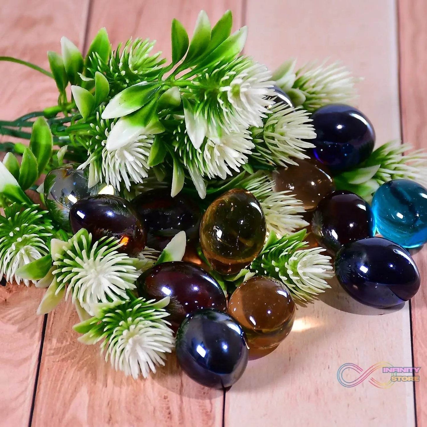 Glass Gem Stone, Flat Round Marbles Pebbles for Vase Fillers, Attractive pebbles for Aquarium Fish Tank. - infinityexculsivestore.com