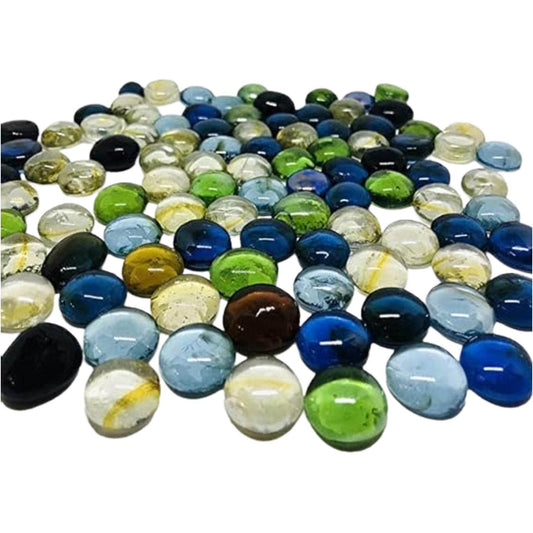 Glass Gem Stone, Flat Round Marbles Pebbles for Vase Fillers, Attractive pebbles for Aquarium Fish Tank. - infinityexculsivestore.com