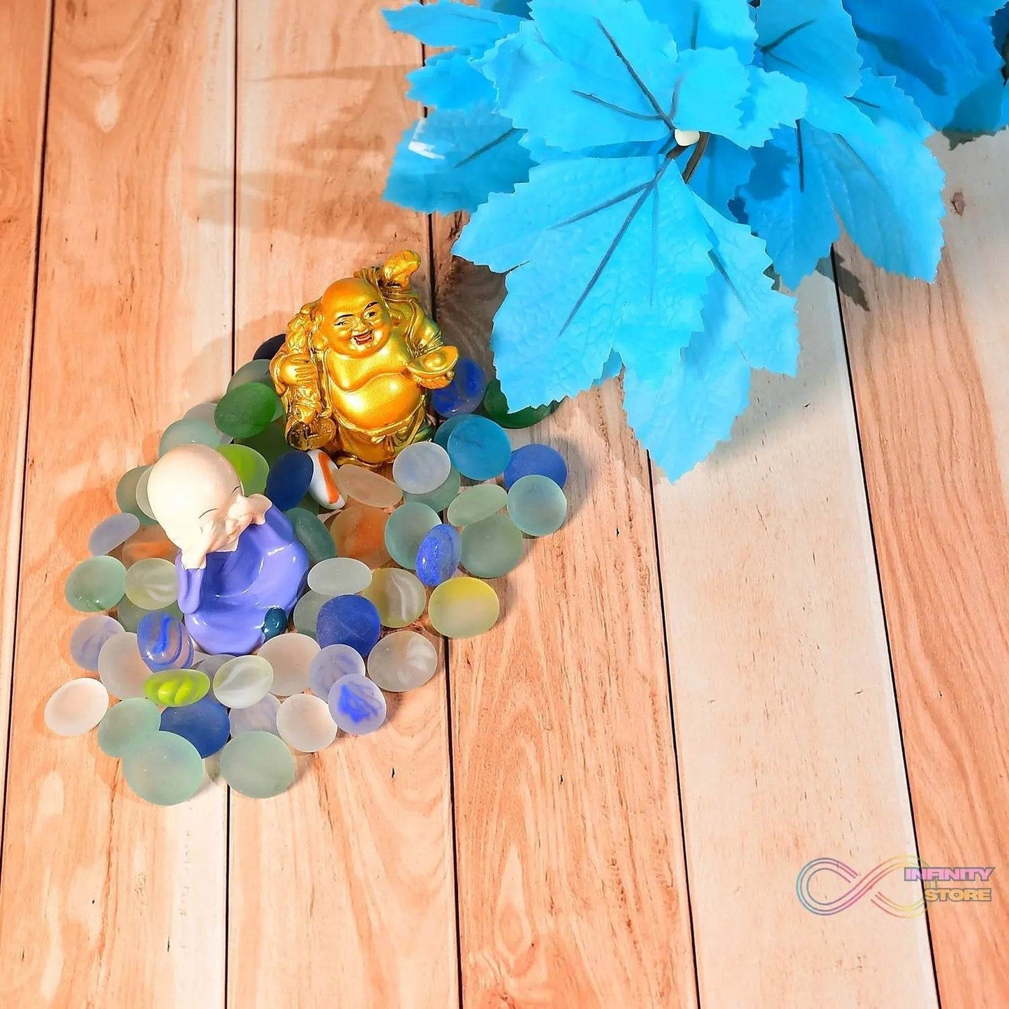 Glass Gem Stone, Flat Round Marbles Pebbles for Vase Fillers, Attractive pebbles for Aquarium Fish Tank. - infinityexculsivestore.com