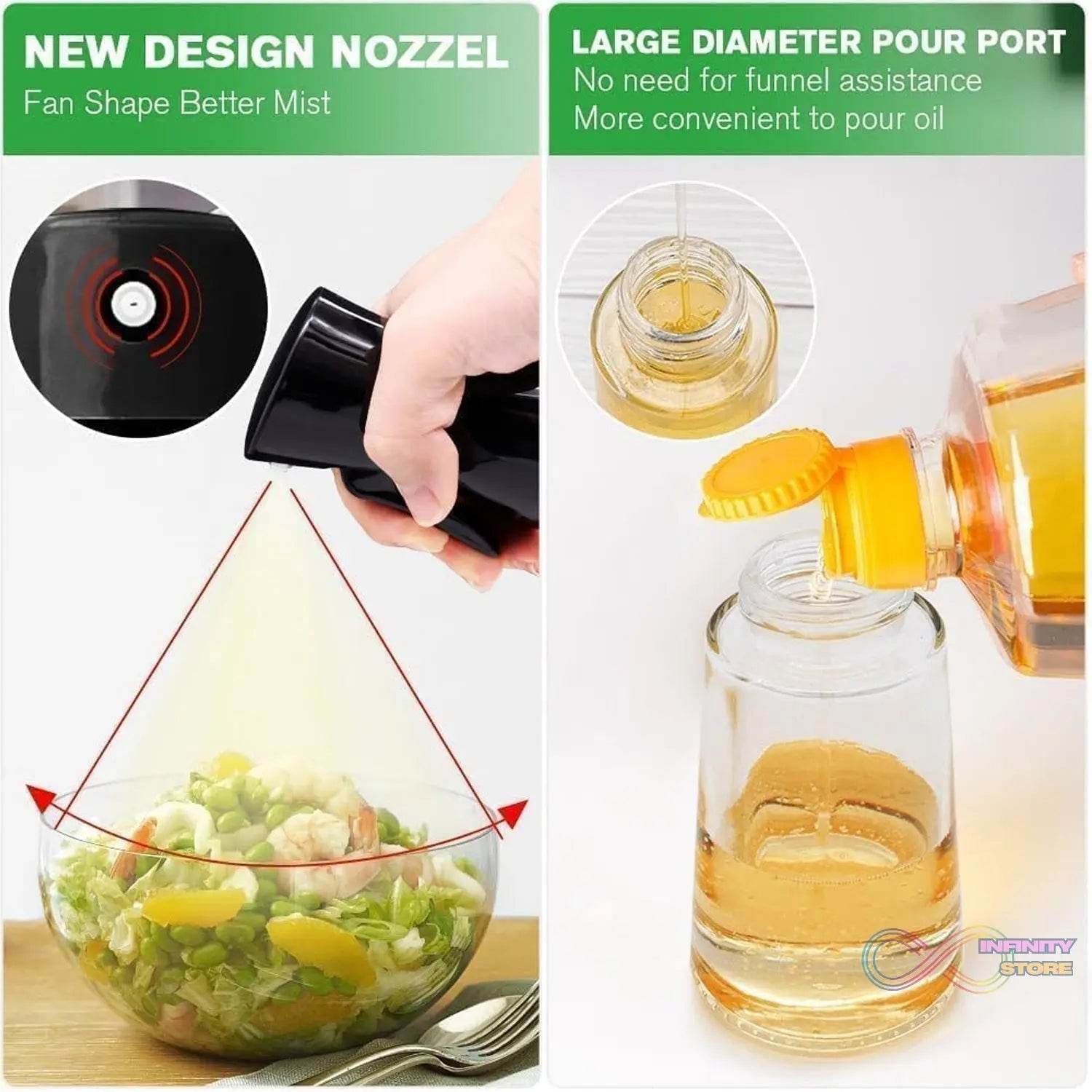 Glass Oil Dispenser Bottle Spray (1 Pc / 200 ml Approx) - infinityexculsivestore.com