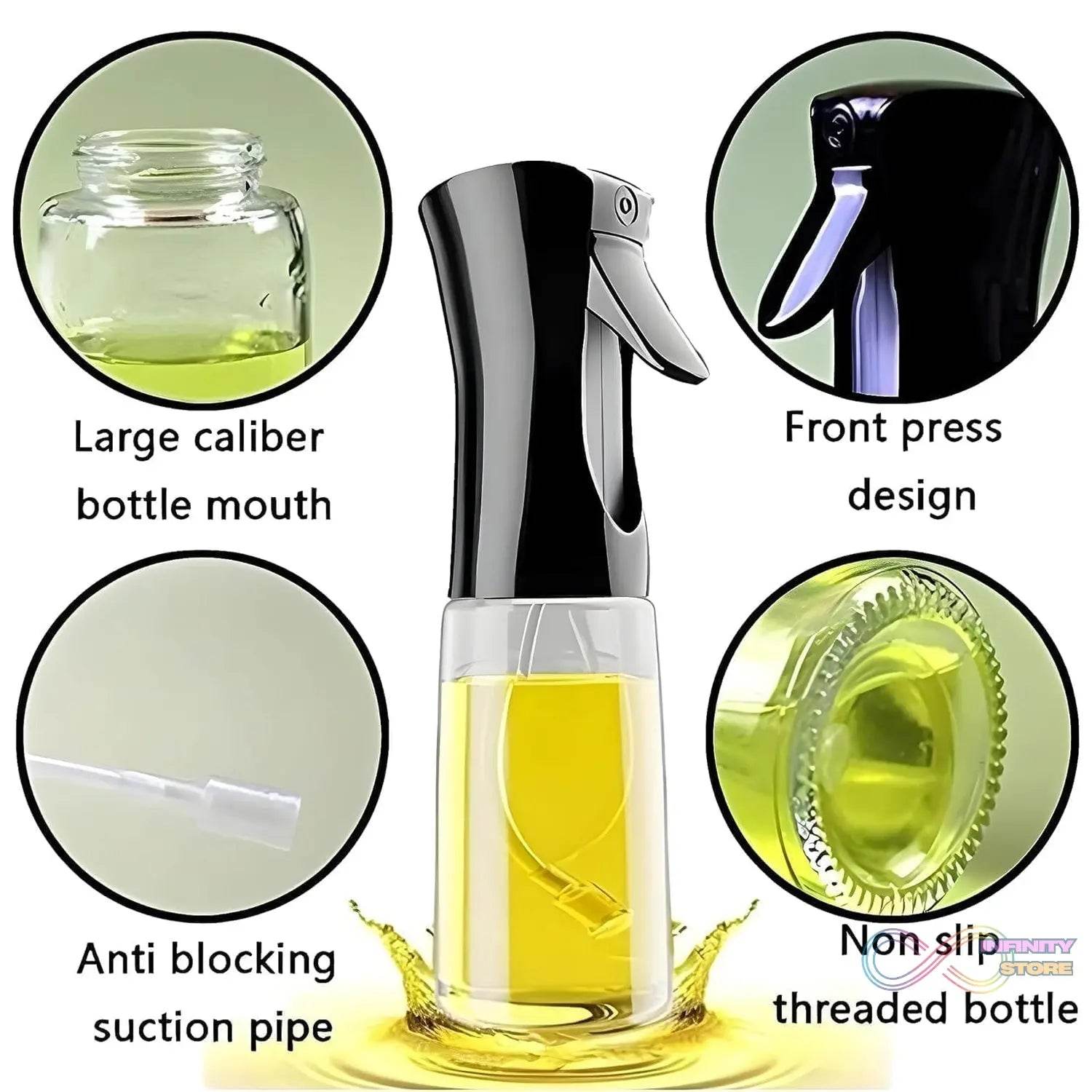 Glass Oil Dispenser Bottle Spray (1 Pc / 200 ml Approx) - infinityexculsivestore.com