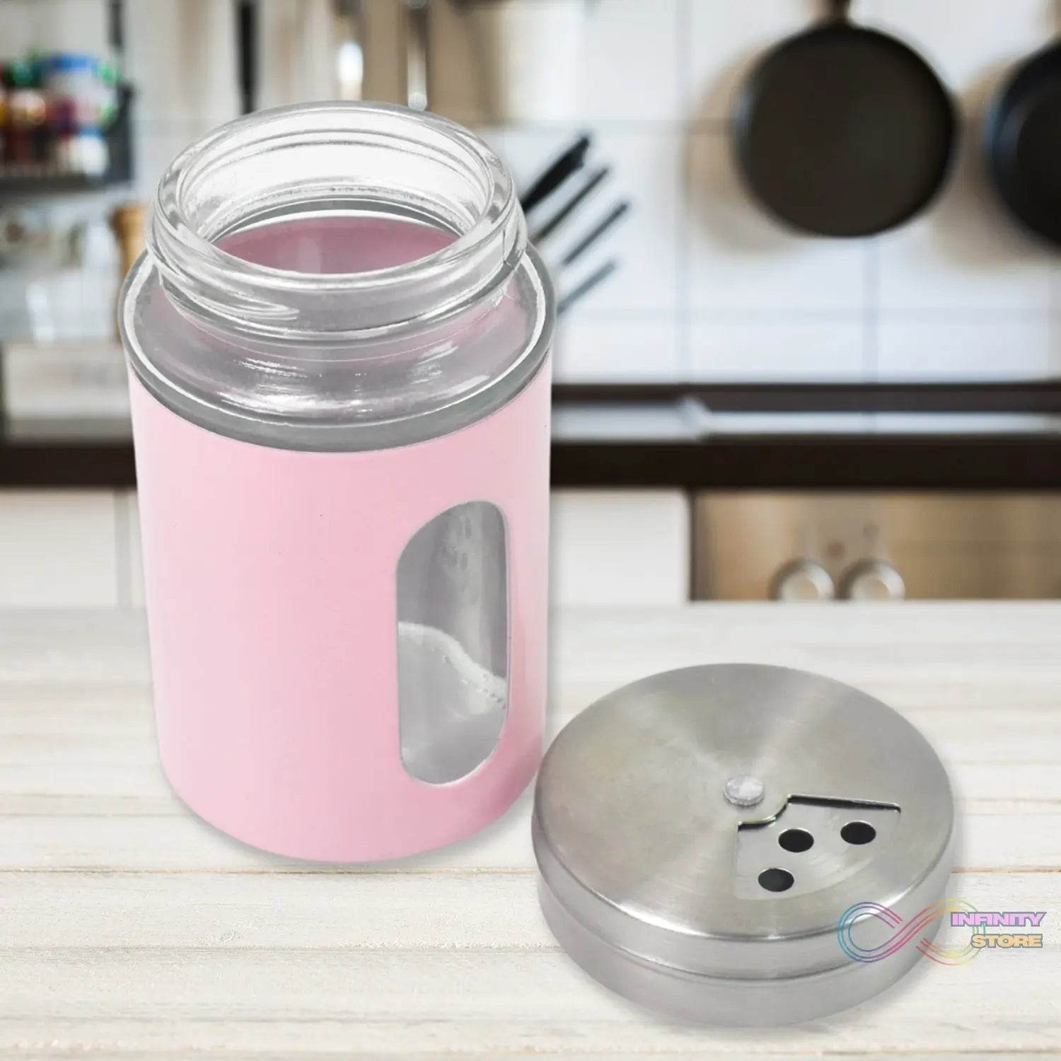 Glass Salt Bottle, Salt Dispenser (Pack of 1 / With Steel Lid) - infinityexculsivestore.com
