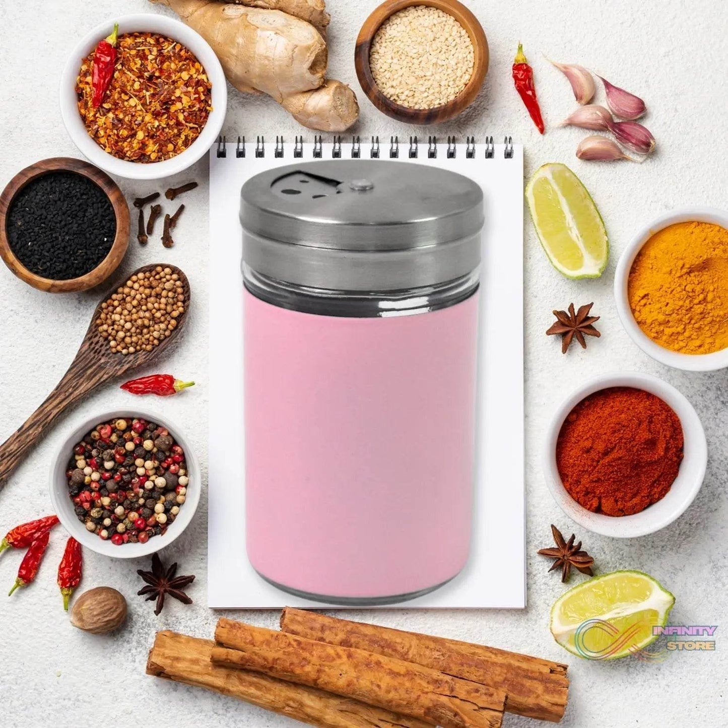 Glass Salt Bottle, Salt Dispenser (Pack of 1 / With Steel Lid) - infinityexculsivestore.com