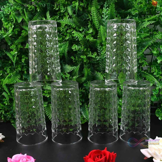Glass Tumbler, Juice Glasses and Transparent Water Glasses Big Size (6 Pcs Set / 278 ML) - infinityexculsivestore.com