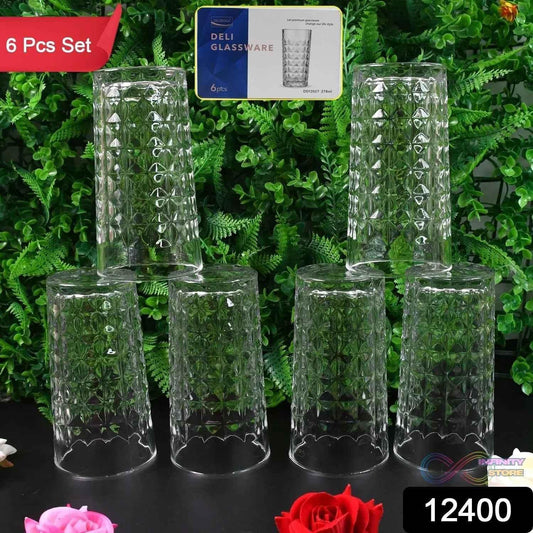 Glass Tumbler, Juice Glasses and Transparent Water Glasses Big Size (6 Pcs Set / 278 ML) - infinityexculsivestore.com