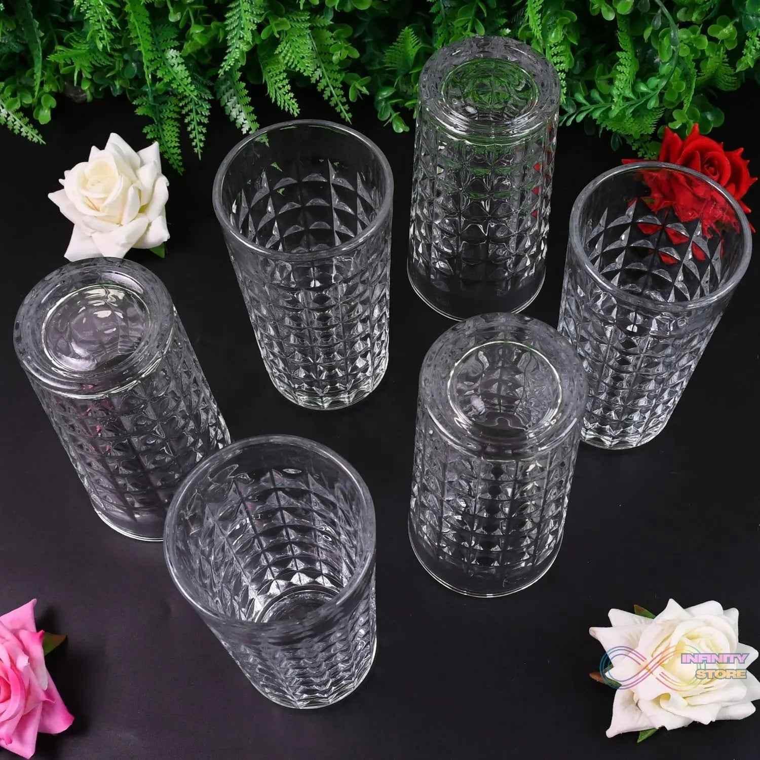 Glass Tumbler, Juice Glasses and Transparent Water Glasses Big Size (6 Pcs Set / 278 ML) - infinityexculsivestore.com
