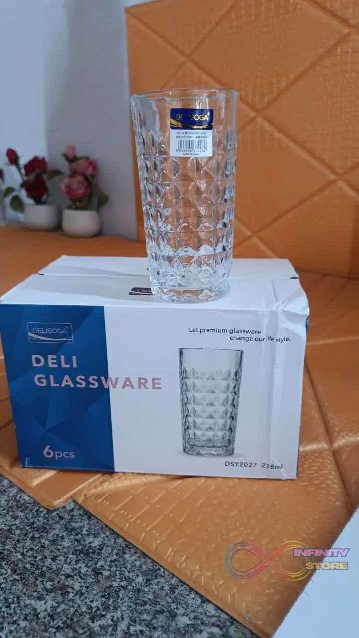 Glass Tumbler, Juice Glasses and Transparent Water Glasses Big Size (6 Pcs Set / 278 ML) - infinityexculsivestore.com