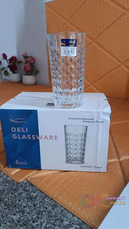 Glass Tumbler, Juice Glasses and Transparent Water Glasses Big Size (6 Pcs Set / 278 ML) - infinityexculsivestore.com
