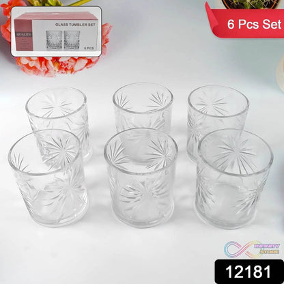 Glass Tumbler Set, Juice Glasses and Transparent Water (6 Pcs Set) - infinityexculsivestore.com