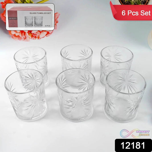 Glass Tumbler Set, Juice Glasses and Transparent Water (6 Pcs Set) - infinityexculsivestore.com
