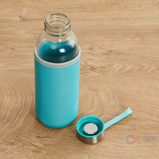 Glass Water Bottle (500 ml) With Cover - infinityexculsivestore.com