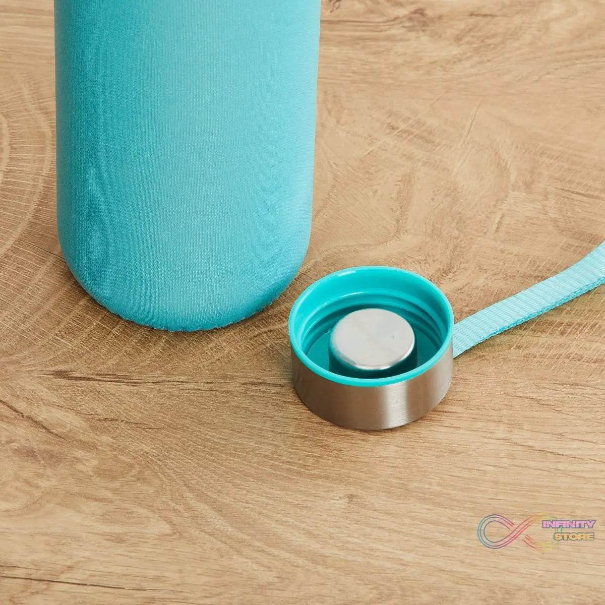 Glass Water Bottle (500 ml) With Cover - infinityexculsivestore.com