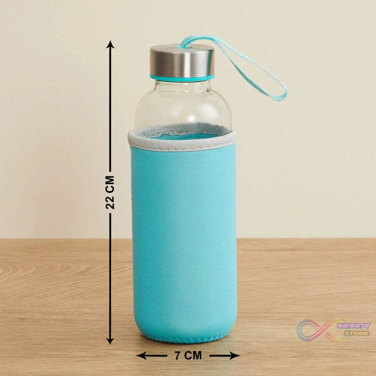 Glass Water Bottle (500 ml) With Cover - infinityexculsivestore.com