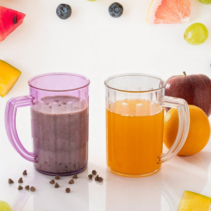Stylish Juice Glass With Handle, Water Glass, Beer Glass, Milk Shake Glass, Multipurpose Glass Plastic Beer Mug, Unbreakable Beer Tasting Glasses, Clear Juice Glasses Suitable for Kids (2 pc) - infinityexculsivestore.com