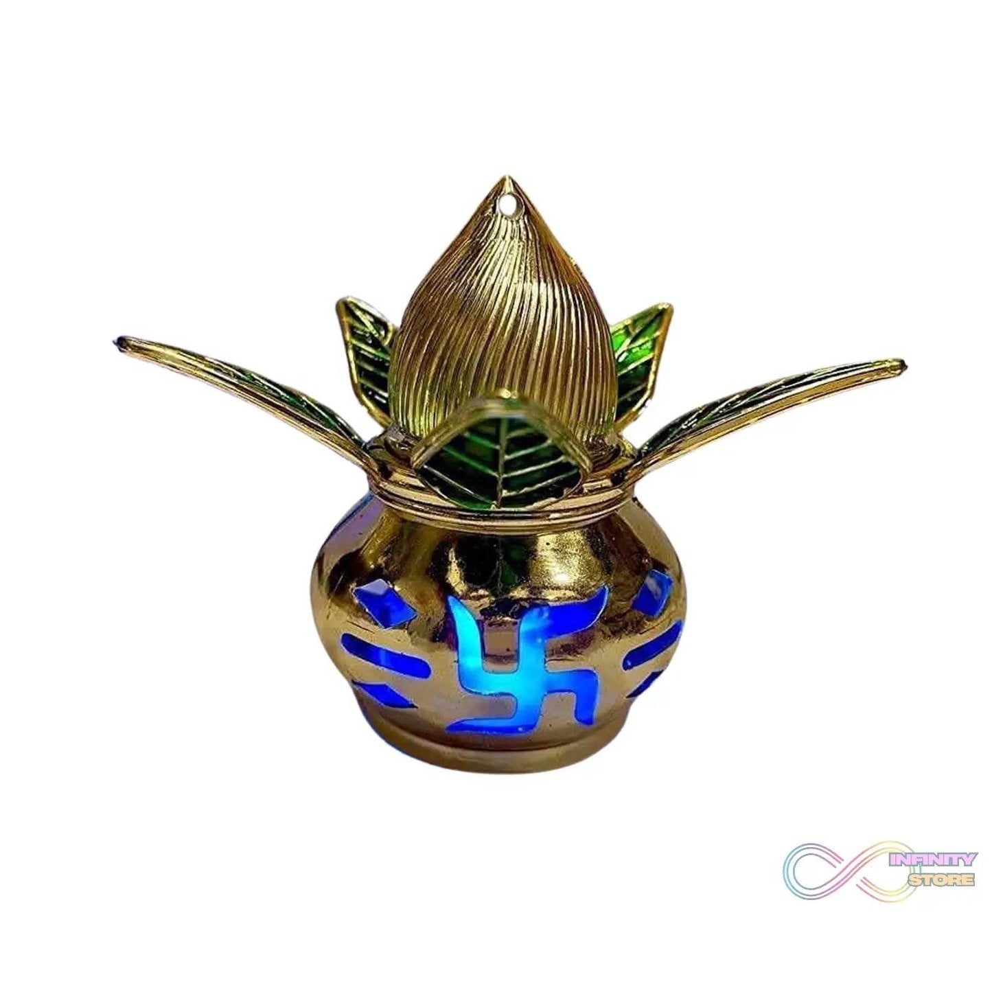 Gold Plated Eco Friendly LED Kalash for Pooja Mandir (1 pc / Multicolor LED) - infinityexculsivestore.com
