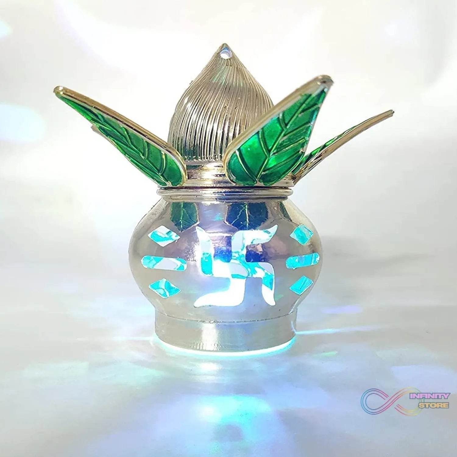 Gold Plated Eco Friendly LED Kalash for Pooja Mandir (1 pc / Multicolor LED) - infinityexculsivestore.com