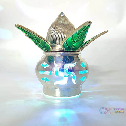 Gold Plated Eco Friendly LED Kalash for Pooja Mandir (1 pc / Multicolor LED) - infinityexculsivestore.com