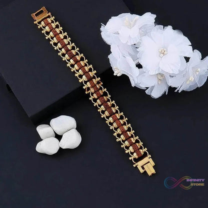 Golden Modern Rudraksha Bracelet (1 Pc) - infinityexculsivestore.com