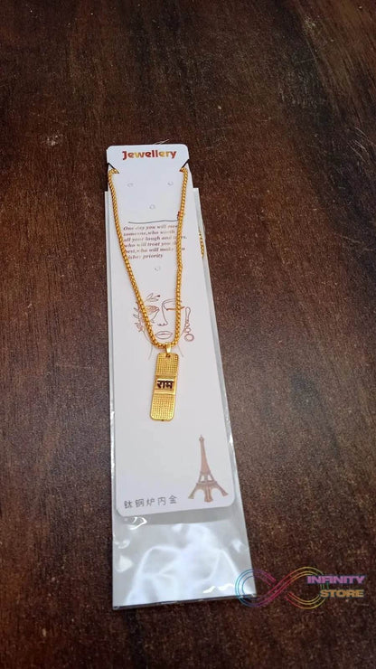 Golden Ram Naam Locket With Chain (1 Pc) - infinityexculsivestore.com