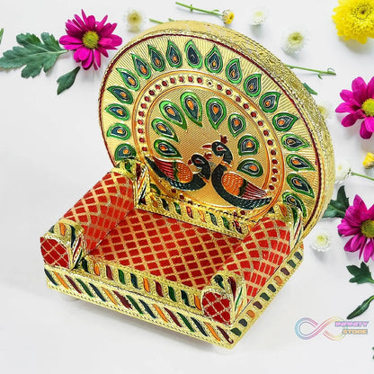 Meenakari Work Laddu Gopal Singhasan for Pooja Mandir Wooden Krishna Ladoo Bal Gopal Sofa Asan, Home Decorative Premium Look Decorative Singhasan Suitable For Home, Office, Restaurant (2 Pc Set) - infinityexculsivestore.com