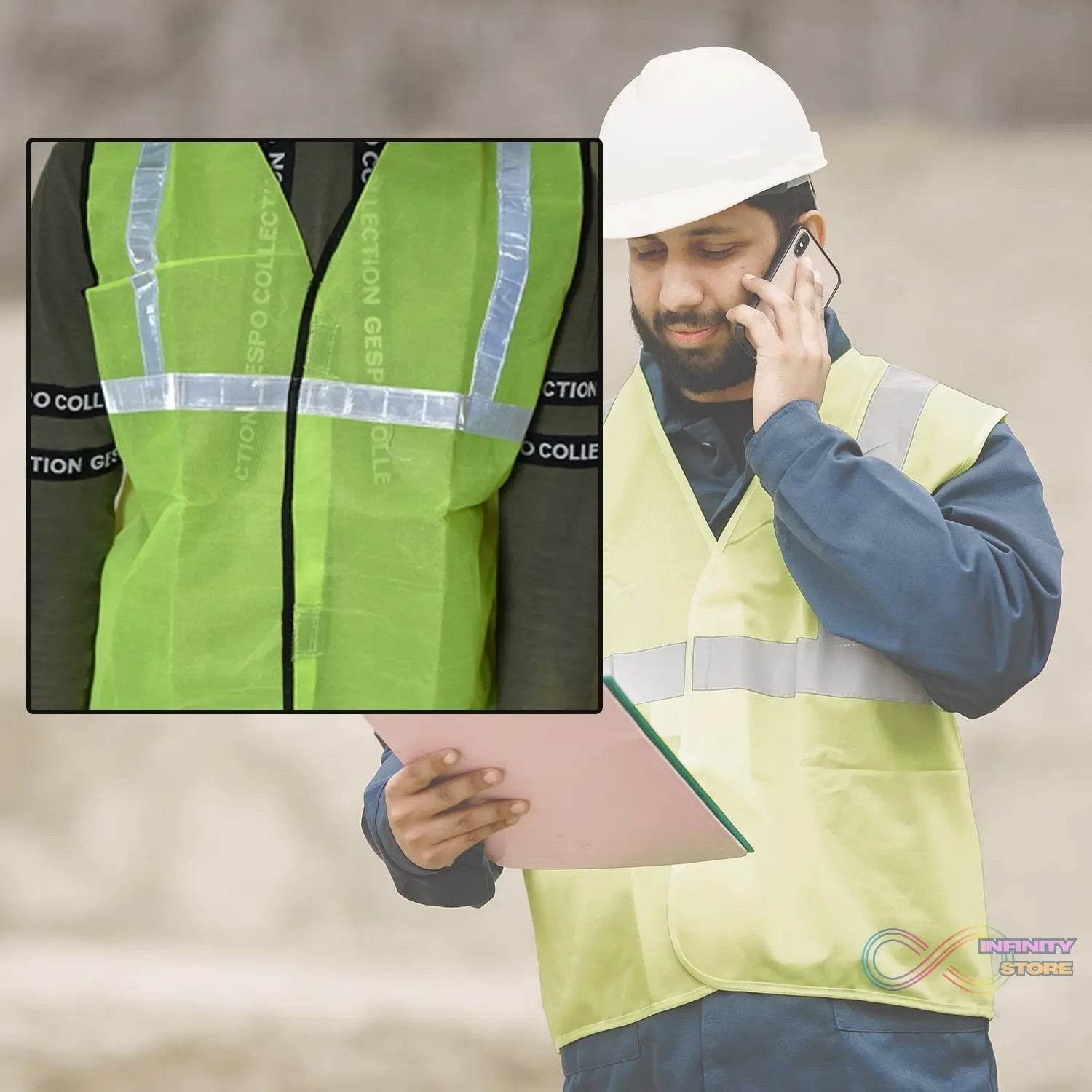 Green Safety Jacket for Construction Protection - infinityexculsivestore.com