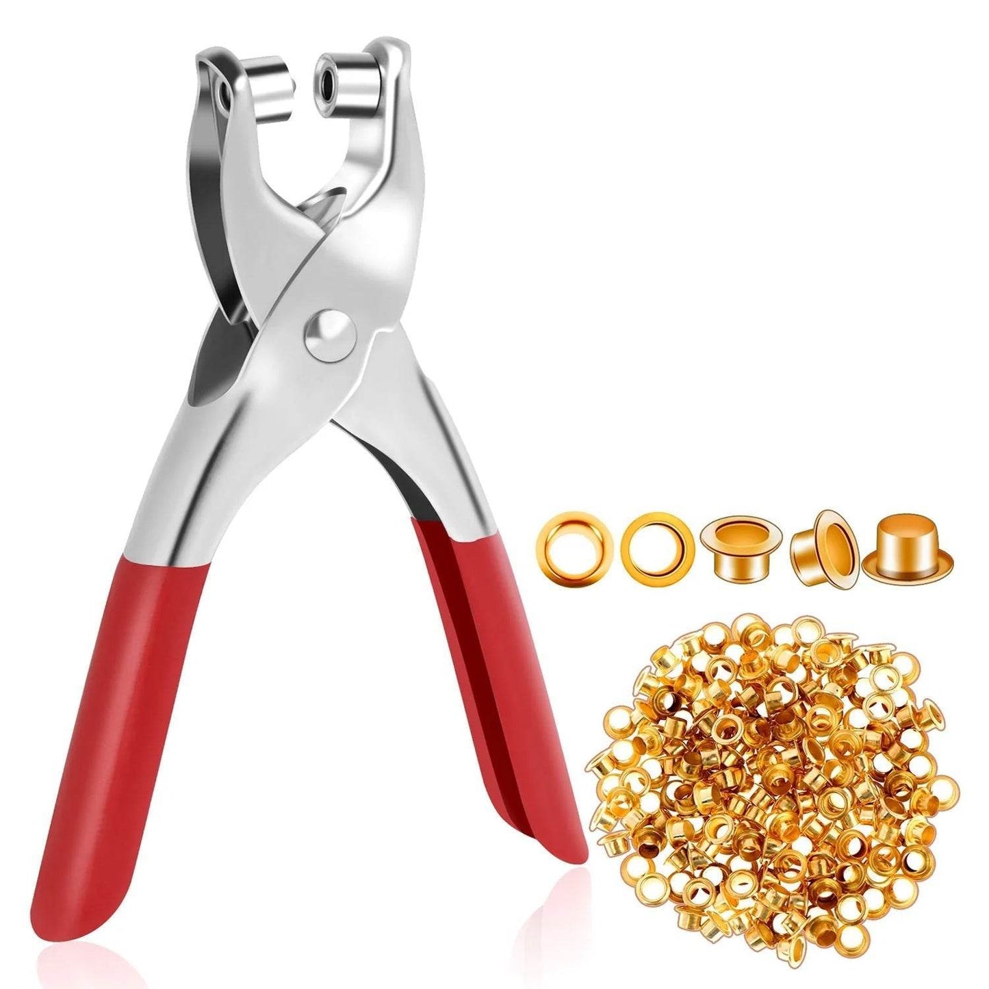 Grommet Setting Tool with 25 PCS Gold Eyelets Grommets Steel Hole Punch Setter Kit for Leather, Canvas, All Fabrics Men and Women Clothes, Shoes, Belts, Crafts - infinityexculsivestore.com