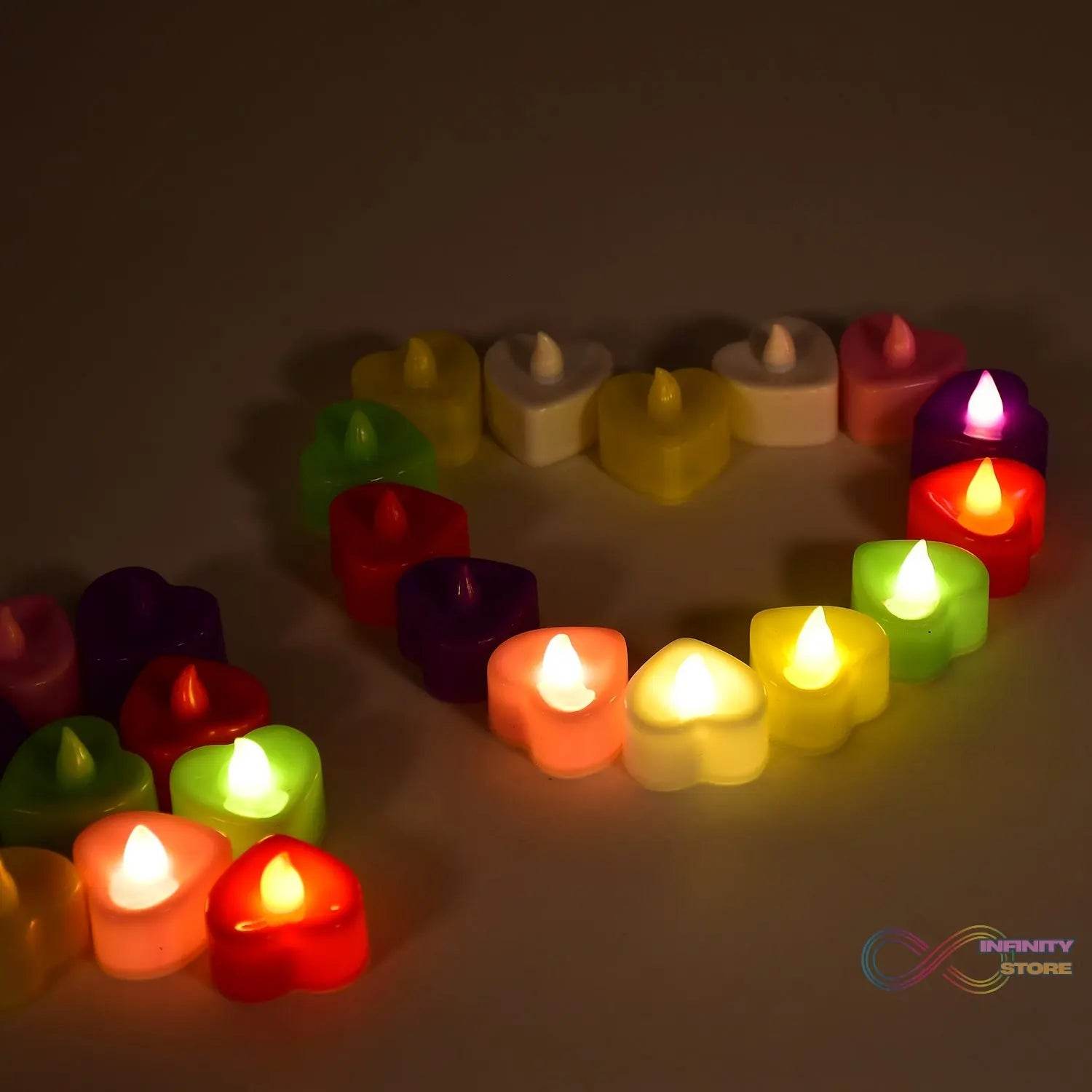 HEART LED FESTIVAL TEALIGHT WITH BATTERY OPERATE ( 24PCS ) - infinityexculsivestore.com