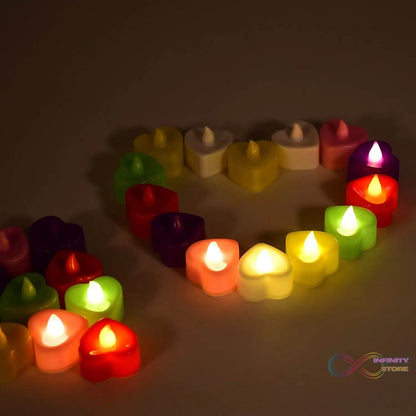 HEART LED FESTIVAL TEALIGHT WITH BATTERY OPERATE ( 24PCS ) - infinityexculsivestore.com