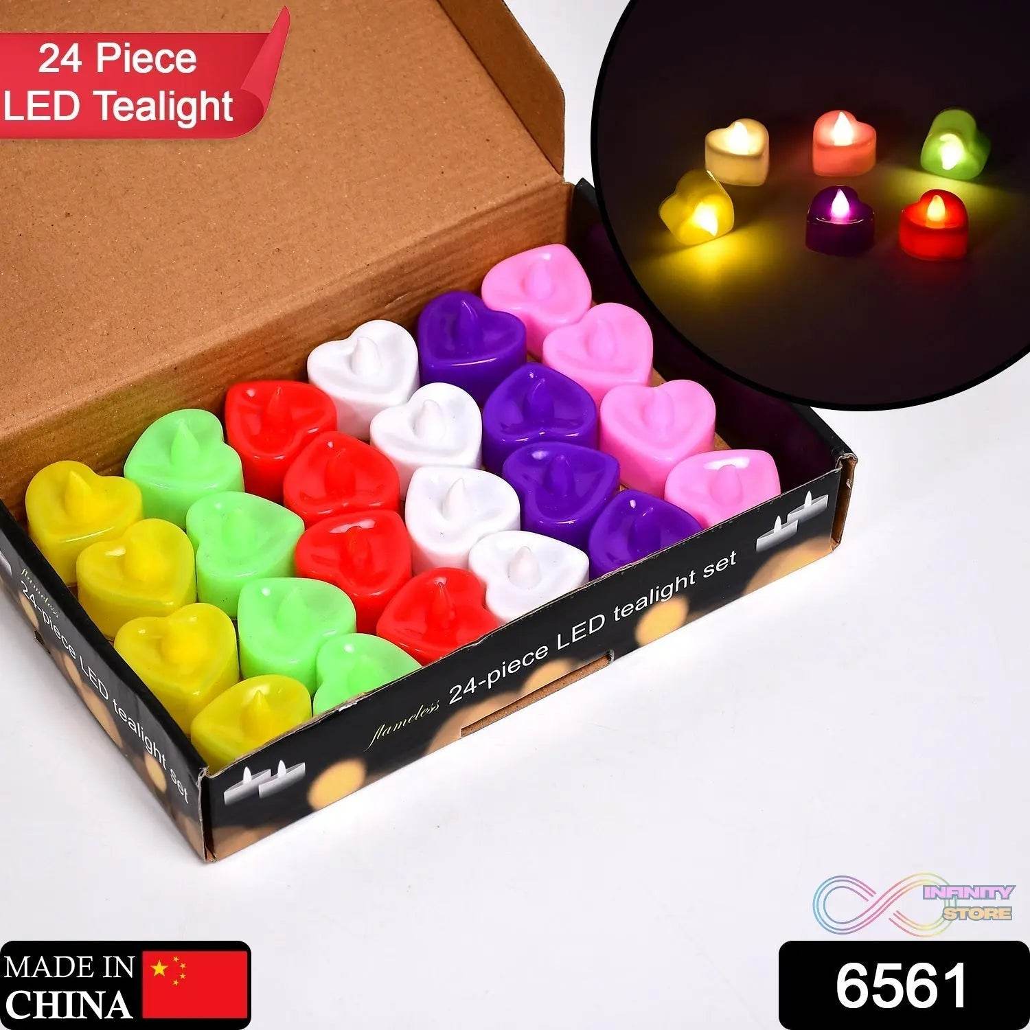 HEART LED FESTIVAL TEALIGHT WITH BATTERY OPERATE ( 24PCS ) - infinityexculsivestore.com
