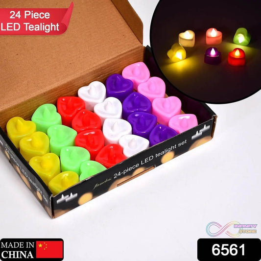 HEART LED FESTIVAL TEALIGHT WITH BATTERY OPERATE ( 24PCS ) - infinityexculsivestore.com