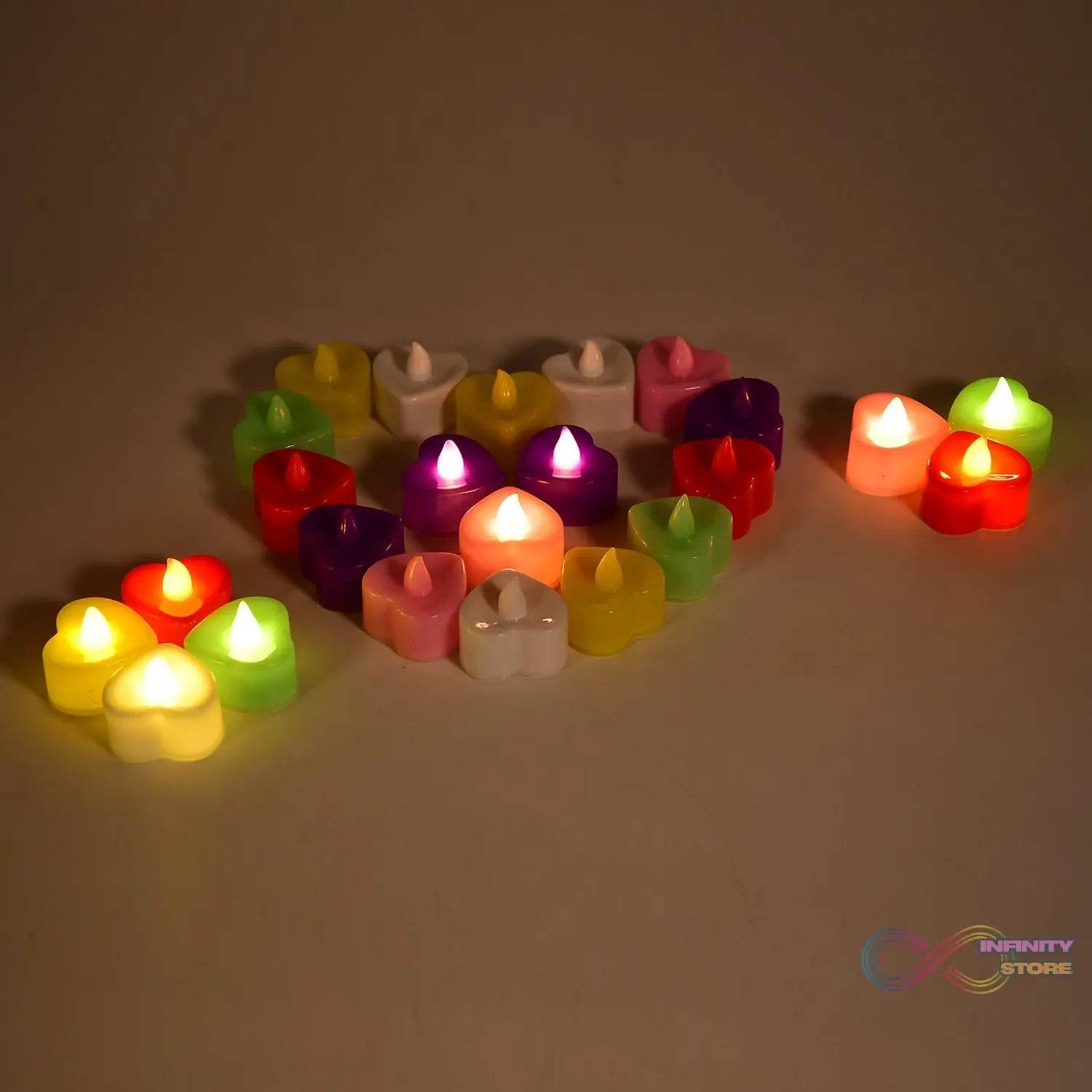 HEART LED FESTIVAL TEALIGHT WITH BATTERY OPERATE ( 24PCS ) - infinityexculsivestore.com