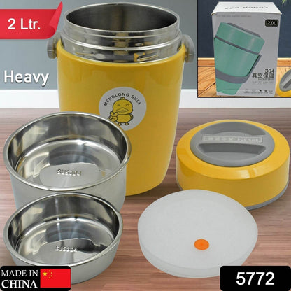 HEAVY LEAK-PROOF STAINLESS STEEL LUNCH BOX/ TIFFIN BOX, 2 COMPARTMENT, FOOD BOX FOR THERMAL CONTAINER FOR FOOD STAINLESS STEEL FOR STUDENT FOR WORK FOR TRAVEL (2 LTR.) - infinityexculsivestore.com