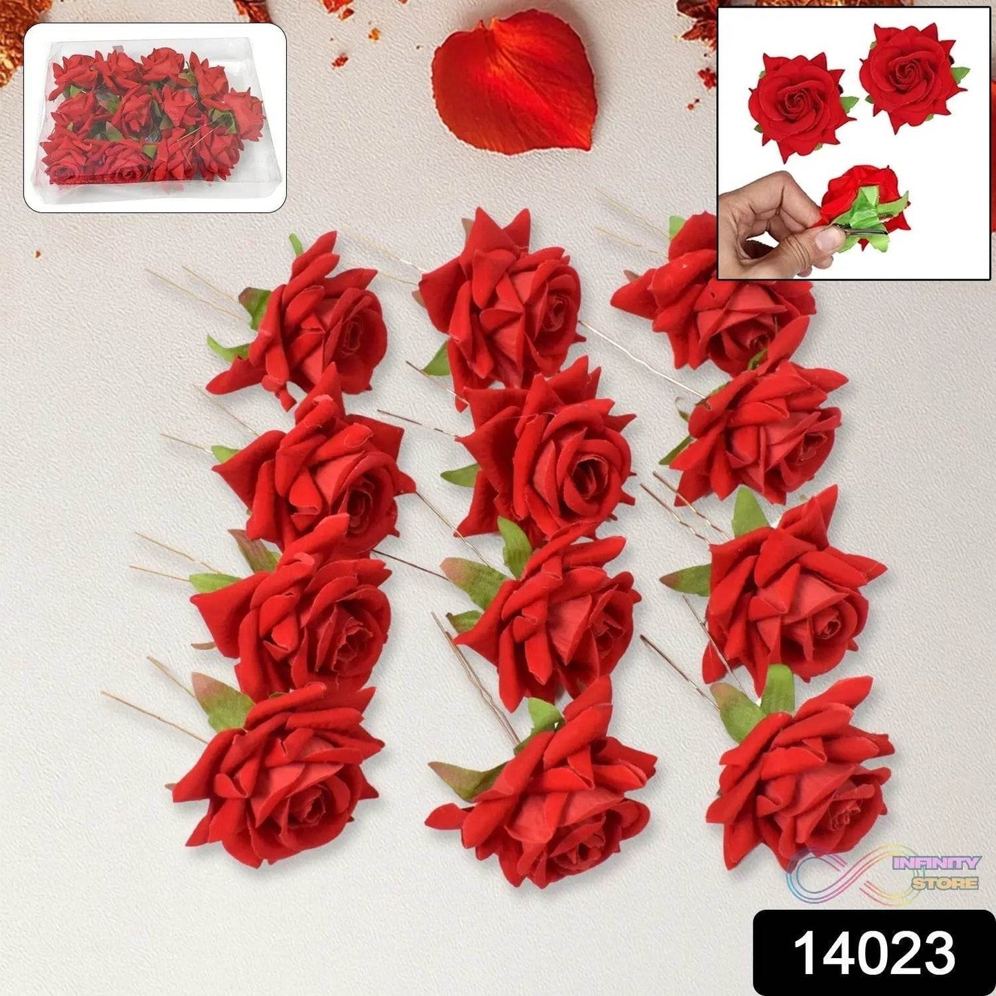 Hair Clip Red Rose Bridal Hair Pins Rose (12 Pcs Set) - infinityexculsivestore.com