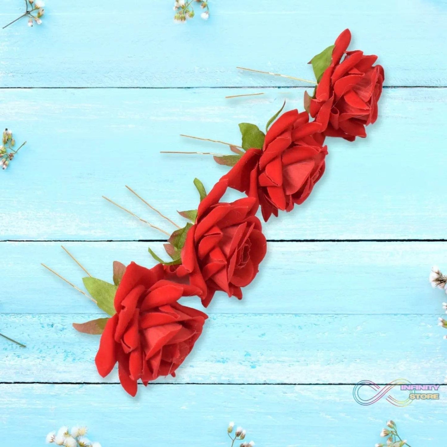 Hair Clip Red Rose Bridal Hair Pins Rose (12 Pcs Set) - infinityexculsivestore.com