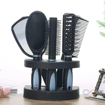 Hair Combs Mirror Set Professional Salon Hair Cutting Brushes Sets (5 Pc With Stand) - infinityexculsivestore.com