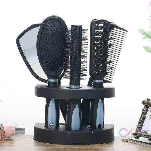 Hair Combs Mirror Set Professional Salon Hair Cutting Brushes Sets (5 Pc With Stand) - infinityexculsivestore.com