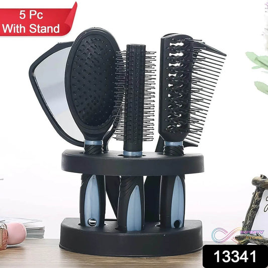 Hair Combs Mirror Set Professional Salon Hair Cutting Brushes Sets (5 Pc With Stand) - infinityexculsivestore.com