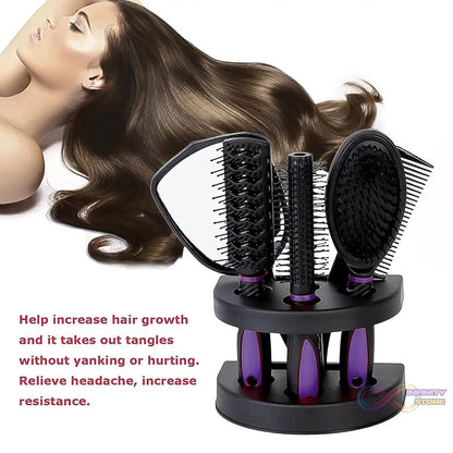 Hair Combs Mirror Set Professional Salon Hair Cutting Brushes Sets (5 Pc With Stand) - infinityexculsivestore.com