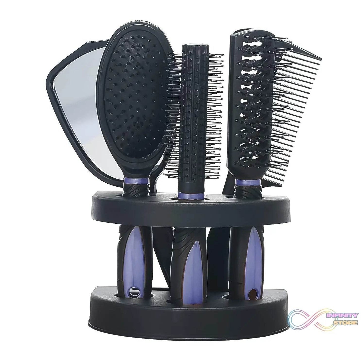 Hair Combs Mirror Set Professional Salon Hair Cutting Brushes Sets (5 Pc With Stand) - infinityexculsivestore.com