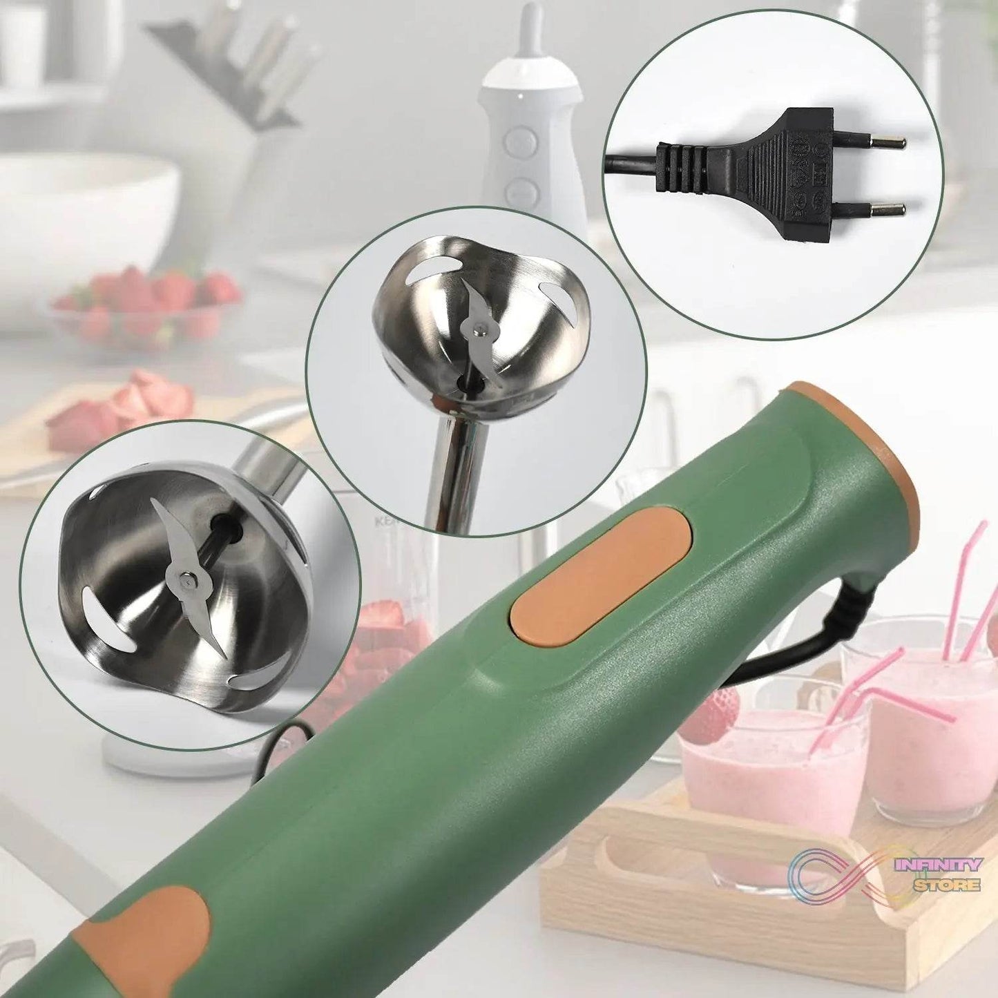 Hand Blender Multi-Purpose Hand Blender, 400W Handheld Blender High Speed Blender Stainless Steel Handheld Stick Blender For Smoothies, Puree Baby Food and Soups - infinityexculsivestore.com