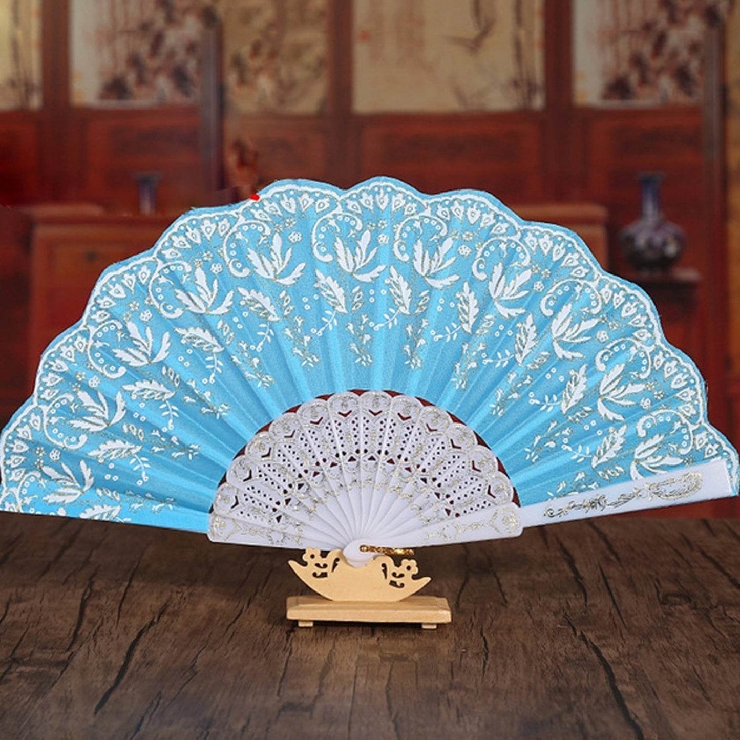 Hand Folding Fan, Chinese Vintage Style Handheld Fan with Fabric Sleeve - infinityexculsivestore.com
