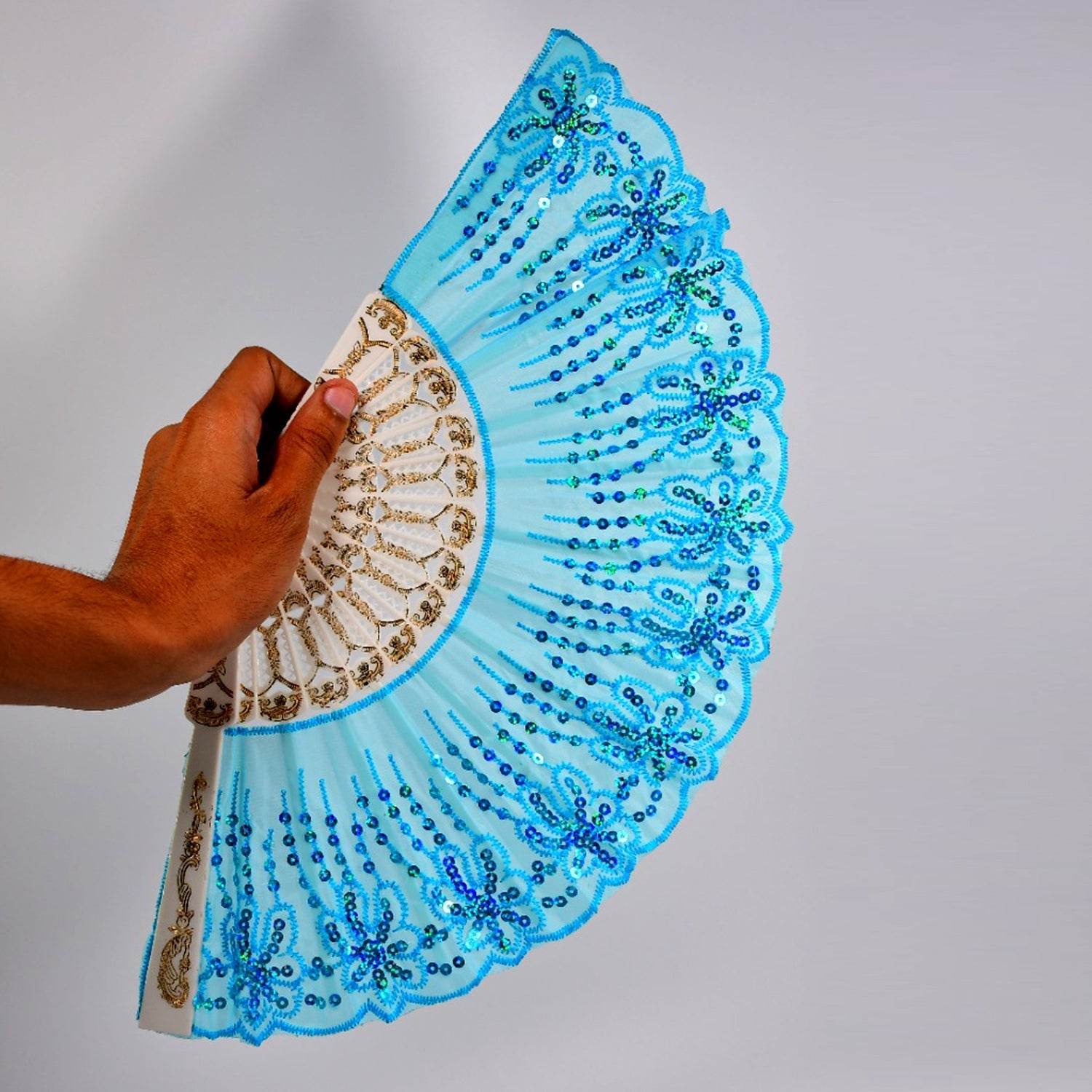 Hand Folding Fan, Chinese Vintage Style Handheld Fan with Fabric Sleeve - infinityexculsivestore.com