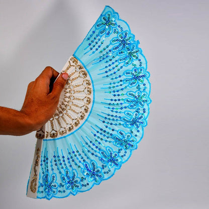 Hand Folding Fan, Chinese Vintage Style Handheld Fan with Fabric Sleeve - infinityexculsivestore.com