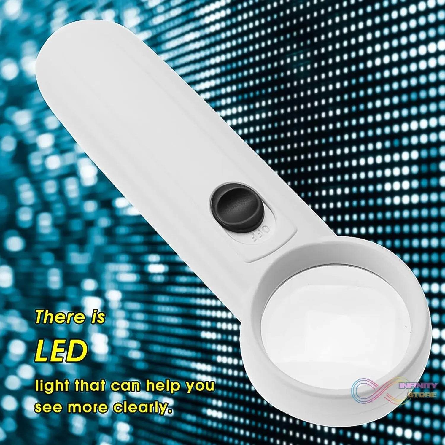 Hand-Held Magnifier with Dual LED Lights (1 Pc / 37MM / Battery not included) - infinityexculsivestore.com