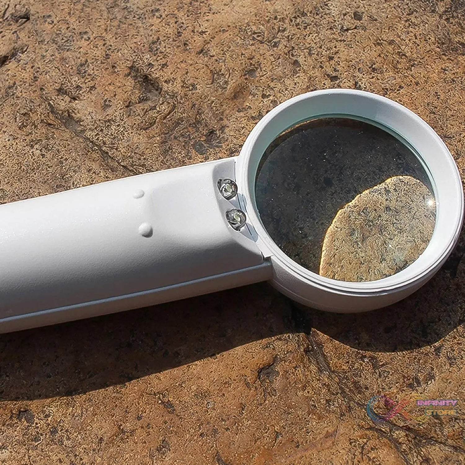 Hand-Held Magnifier with Dual LED Lights (1 Pc / 37MM / Battery not included) - infinityexculsivestore.com
