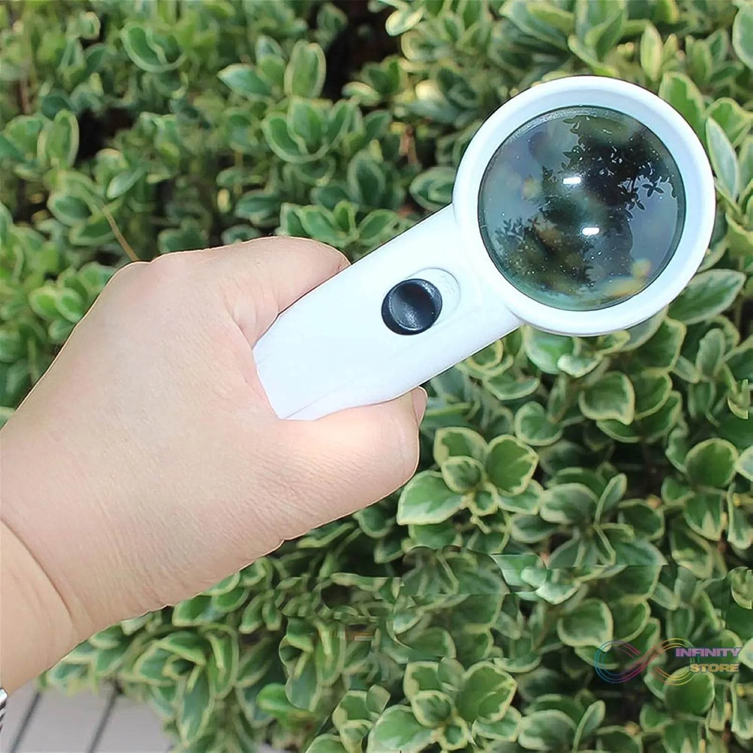 Hand-Held Magnifier with Dual LED Lights (1 Pc / 37MM / Battery not included) - infinityexculsivestore.com