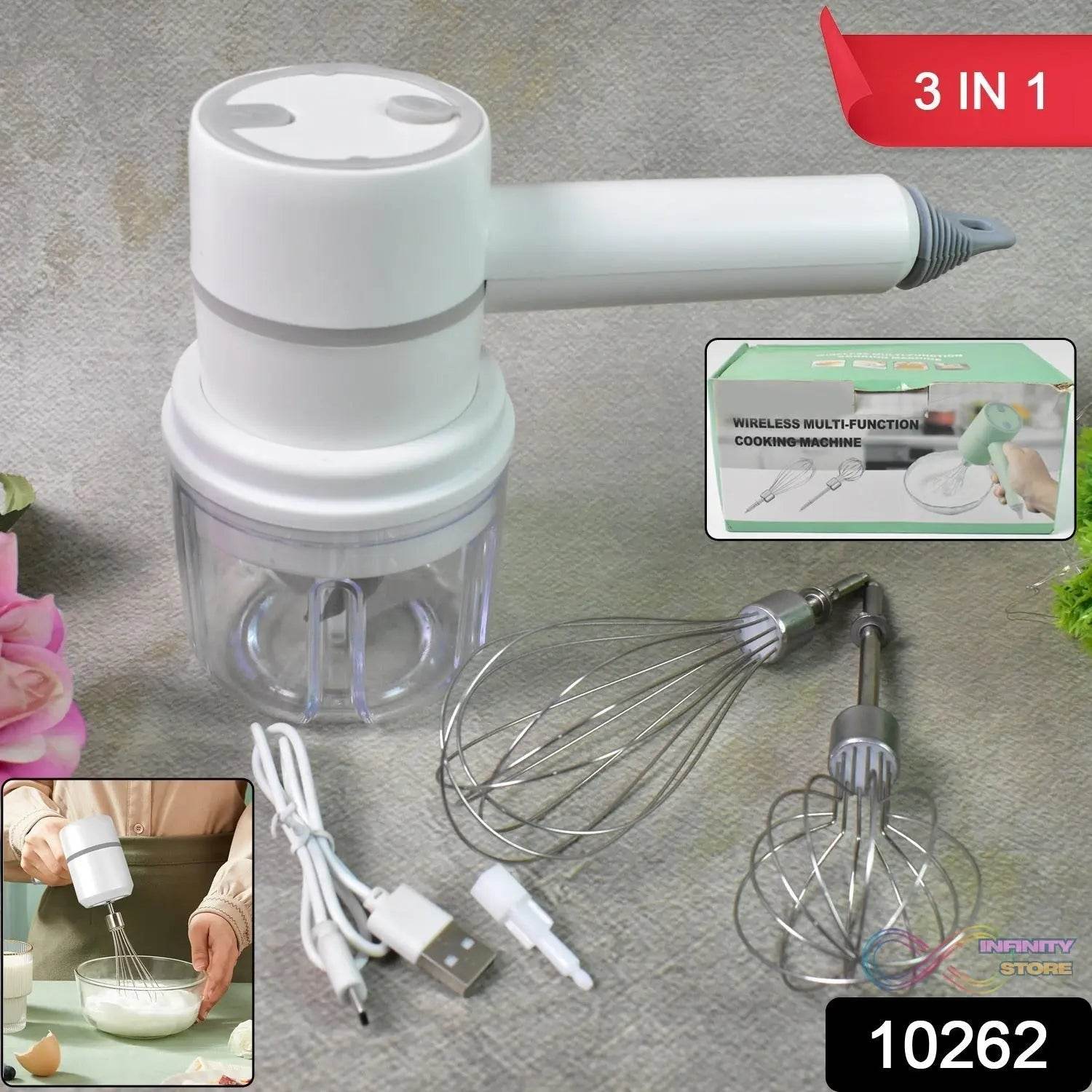 Hand Mixer Food Chopper Cordless 3 in 1 Electric Hand Mixer (1 Set) - infinityexculsivestore.com